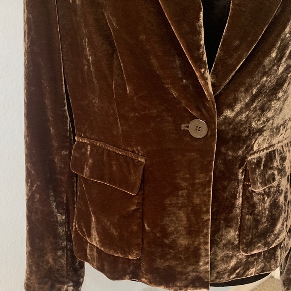 Vintage crushed Velvet Brown Women's Blazer - Picture 3 of 10